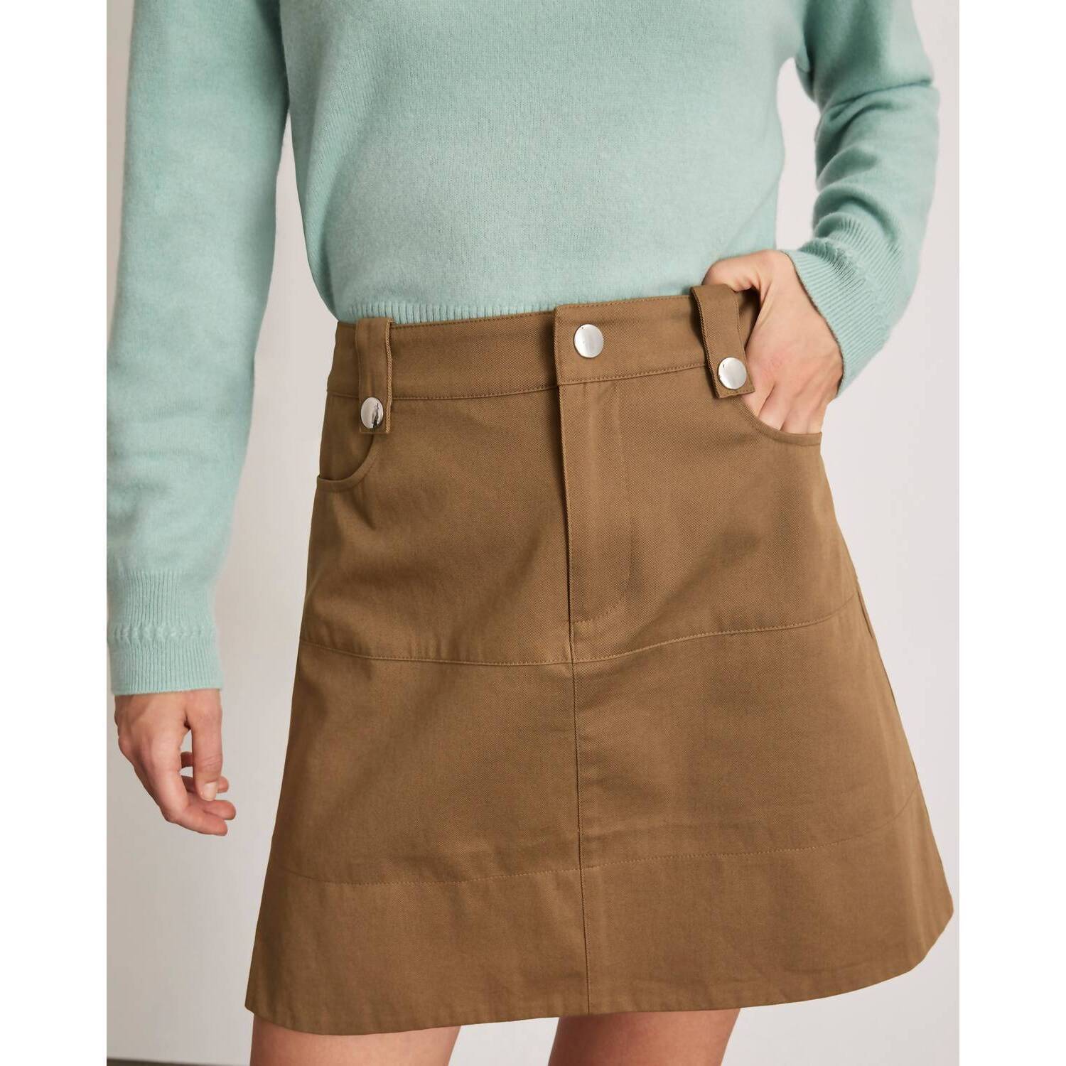 New Tanya Taylor Short Hudie Skirt In Toasted Chestnut